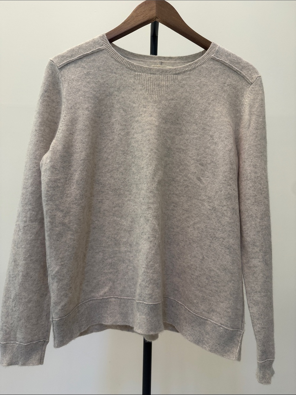 Lou & Grey Cashmere Crewneck Sweater Heathered Cream Gray Tone | Size XL
